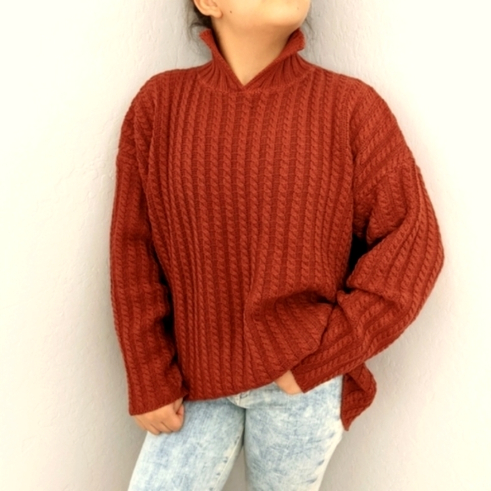 Vintage Oversized Ribbed Cable Knit Sweater